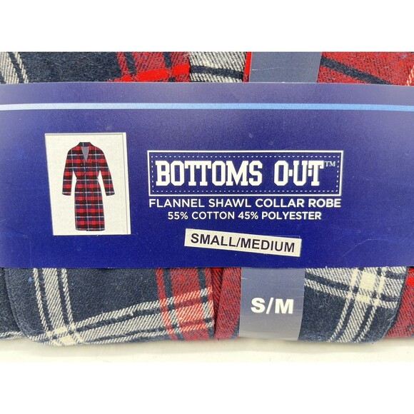 Bottoms Out Flannel Shawl Collar Robe Men’s Small Medium NWT - Picture 2 of 10